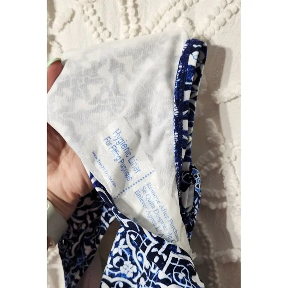24th + Ocean Womens Bikini Bottoms Size XXL Blue White Swimwear Geometric Beach - Picture 9 of 10
